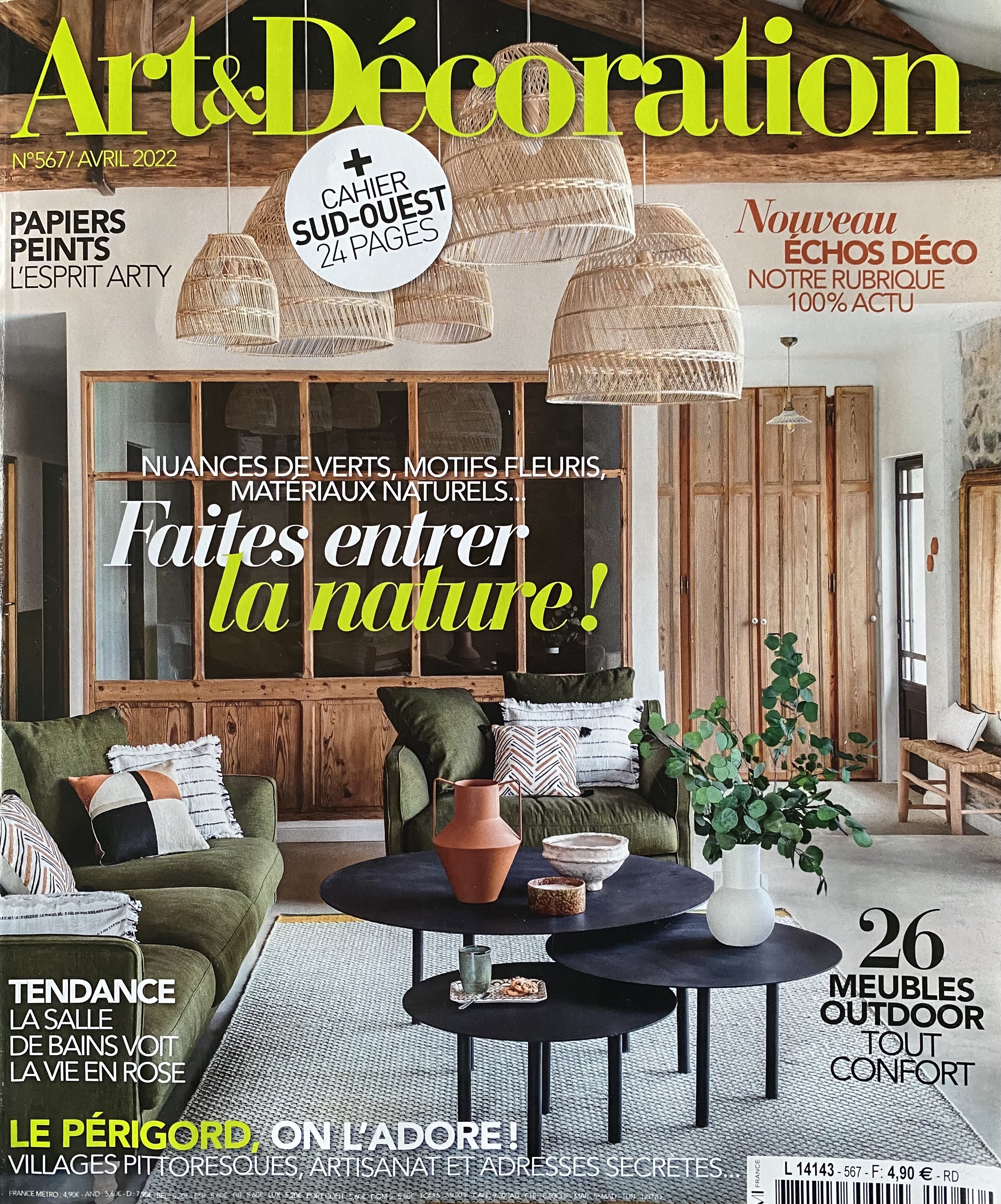 couverture du magasine Art et décoration avec cahier Sud-ouest