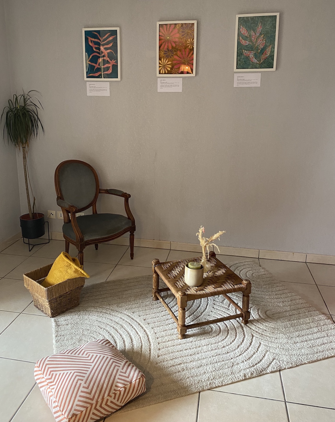 Tableaux de Tiphanie Canada dans une exposition privée à Ciboure avec Lieu de Vie