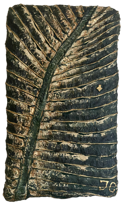 Tableau "Feuille verte, nervures or"