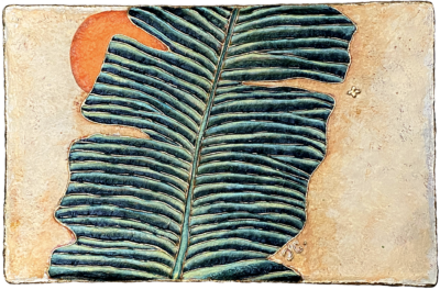 tableau Feuille de palmier devant le soleil